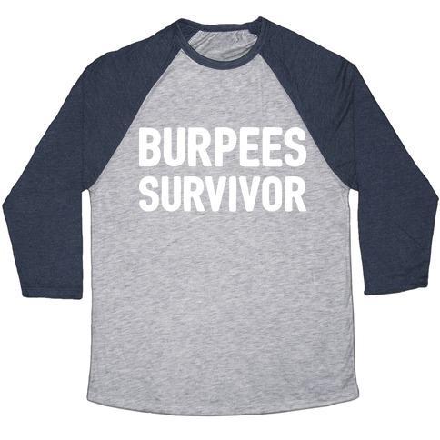 Virgin Teez  Baseball Tee Unisex Tri-Blend Baseball Tee / small / Athletic Gray / Navy BURPEES SURVIVOR UNISEX TRI-BLEND BASEBALL TEE