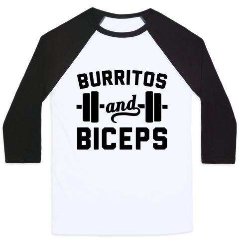 Virgin Teez  Baseball Tee Unisex Classic Baseball Tee / x-small / White/Black BURRITOS AND BICEPS UNISEX CLASSIC BASEBALL TEE