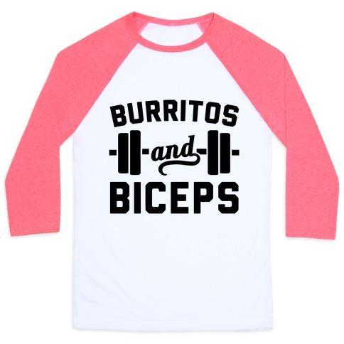 Virgin Teez  Baseball Tee Unisex Classic Baseball Tee / x-small / White/Neon Pink BURRITOS AND BICEPS UNISEX CLASSIC BASEBALL TEE
