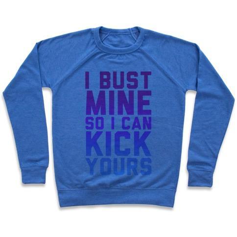 Virgin Teez  Pullover Crewneck Sweatshirt / x-small / Heathered Blue BUST MINE CREWNECK SWEATSHIRT