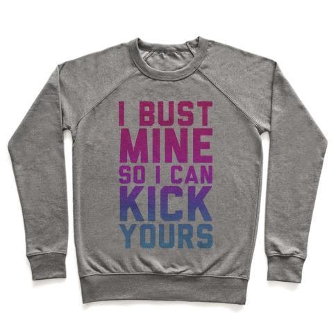Virgin Teez  Pullover Crewneck Sweatshirt / x-small / Heathered Gray BUST MINE CREWNECK SWEATSHIRT