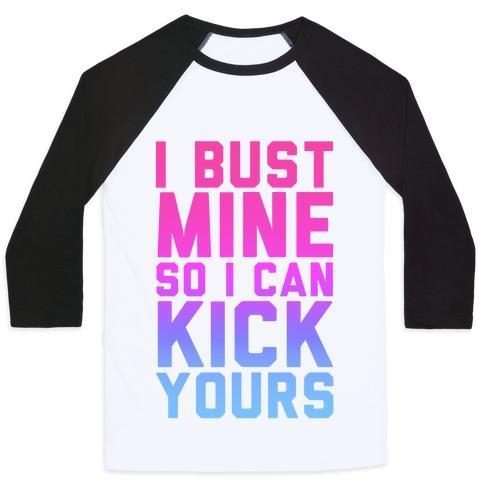 Virgin Teez  Baseball Tee Unisex Classic Baseball Tee / x-small / White/Black BUST MINE UNISEX CLASSIC BASEBALL TEE