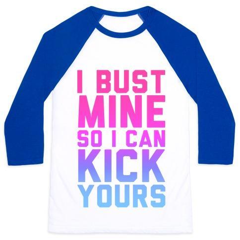 Virgin Teez  Baseball Tee Unisex Classic Baseball Tee / x-small / White/Blue BUST MINE UNISEX CLASSIC BASEBALL TEE