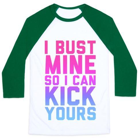 Virgin Teez  Baseball Tee Unisex Classic Baseball Tee / x-small / White/Dark Green BUST MINE UNISEX CLASSIC BASEBALL TEE