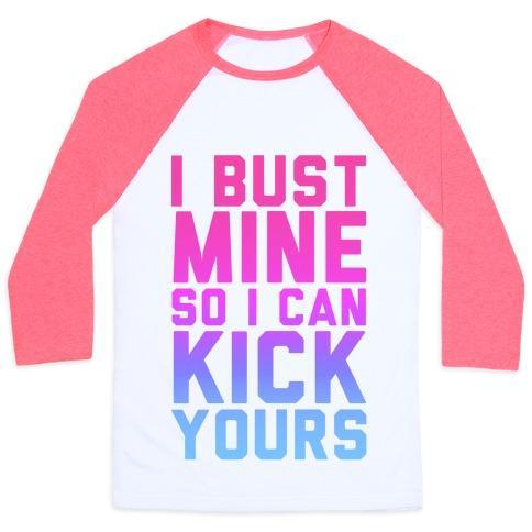 Virgin Teez  Baseball Tee Unisex Classic Baseball Tee / x-small / White/Neon Pink BUST MINE UNISEX CLASSIC BASEBALL TEE