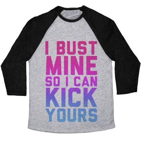 Virgin Teez  Baseball Tee Unisex Tri-Blend Baseball Tee / small / Athletic Gray / Black BUST MINE UNISEX TRI-BLEND BASEBALL TEE
