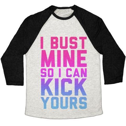 Virgin Teez  Baseball Tee Unisex Tri-Blend Baseball Tee / small / Oatmeal / Black BUST MINE UNISEX TRI-BLEND BASEBALL TEE