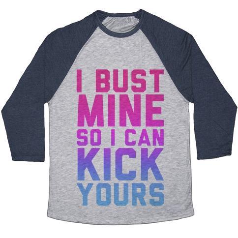 Virgin Teez  Baseball Tee Unisex Tri-Blend Baseball Tee / small / Athletic Gray / Navy BUST MINE UNISEX TRI-BLEND BASEBALL TEE