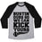 Virgin Teez  Baseball Tee Unisex Tri-Blend Baseball Tee / small / Athletic Gray / Black BUSTIN OURS SO WE CAN KICK YOURS UNISEX TRI-BLEND BASEBALL TEE