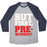 Virgin Teez  Baseball Tee Unisex Tri-Blend Baseball Tee / small / Athletic Gray / Navy BUT FIRST PRE-WORKOUT WHITE PRINT UNISEX TRI-BLEND BASEBALL TEE