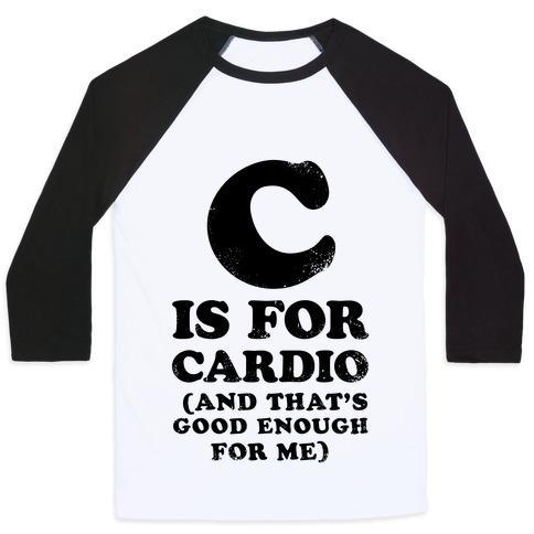 Virgin Teez  Baseball Tee Unisex Classic Baseball Tee / x-small / White/Black C IS FOR CARDIO UNISEX CLASSIC BASEBALL TEE