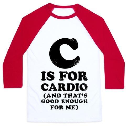 Virgin Teez  Baseball Tee Unisex Classic Baseball Tee / x-small / White/Red C IS FOR CARDIO UNISEX CLASSIC BASEBALL TEE