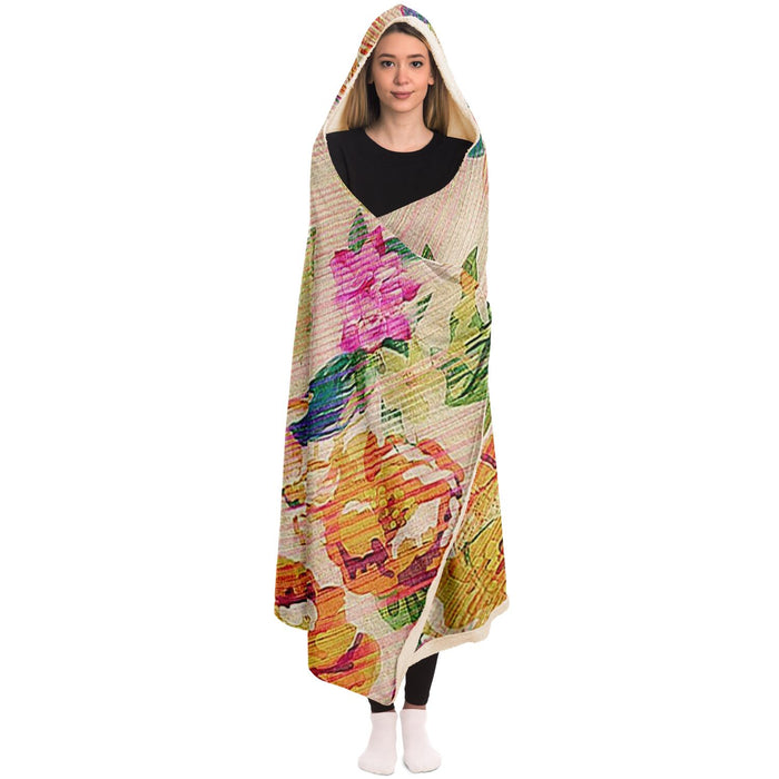 Flower Painting Hooded Blanket