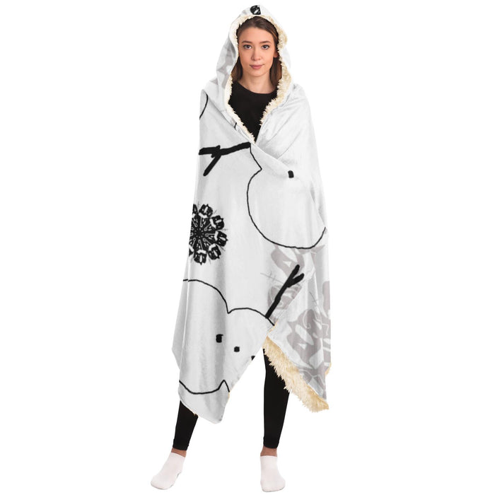 Snowman Pattern Poster Hooded Blanket