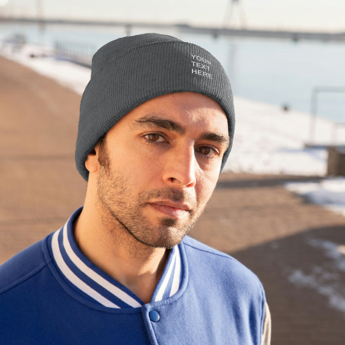 Personalized Knit Beanie, Custom Knit Beanie, With Your Own Text, Custom Knit Beanie