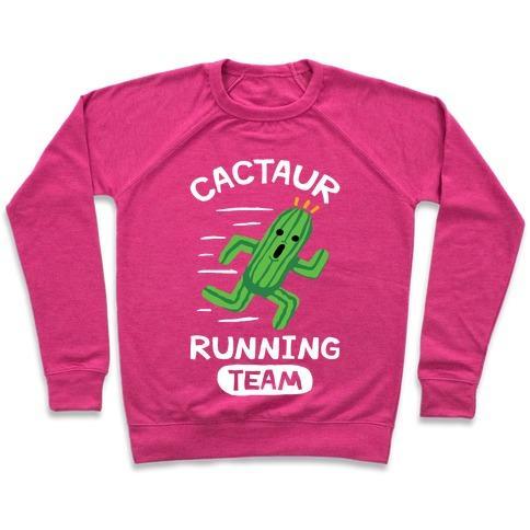 Virgin Teez  Pullover Crewneck Sweatshirt / x-small / Deep Pink CACTAUR RUNNING TEAM CREWNECK SWEATSHIRT