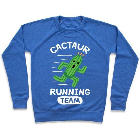 Virgin Teez  Pullover Crewneck Sweatshirt / x-small / Heathered Blue CACTAUR RUNNING TEAM CREWNECK SWEATSHIRT