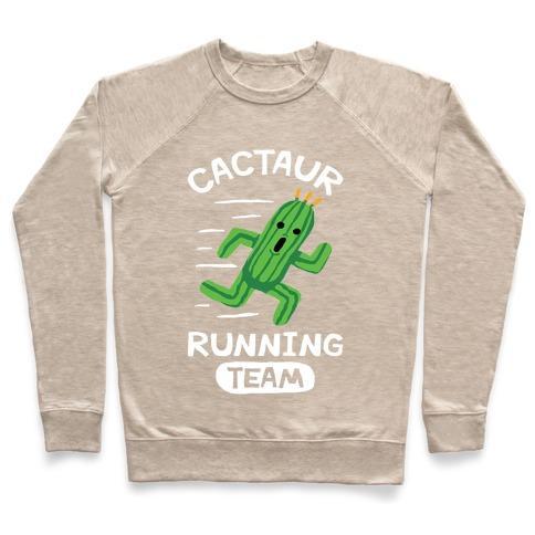 Virgin Teez  Pullover Crewneck Sweatshirt / x-small / Heathered Oatmeal CACTAUR RUNNING TEAM CREWNECK SWEATSHIRT