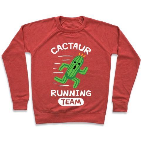 Virgin Teez  Pullover Crewneck Sweatshirt / x-small / Heathered Red CACTAUR RUNNING TEAM CREWNECK SWEATSHIRT