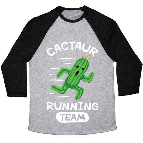Virgin Teez  Baseball Tee Unisex Tri-Blend Baseball Tee / small / Athletic Gray / Black CACTAUR RUNNING TEAM UNISEX TRI-BLEND BASEBALL TEE