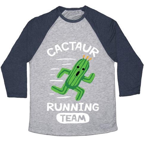 Virgin Teez  Baseball Tee Unisex Tri-Blend Baseball Tee / small / Athletic Gray / Navy CACTAUR RUNNING TEAM UNISEX TRI-BLEND BASEBALL TEE