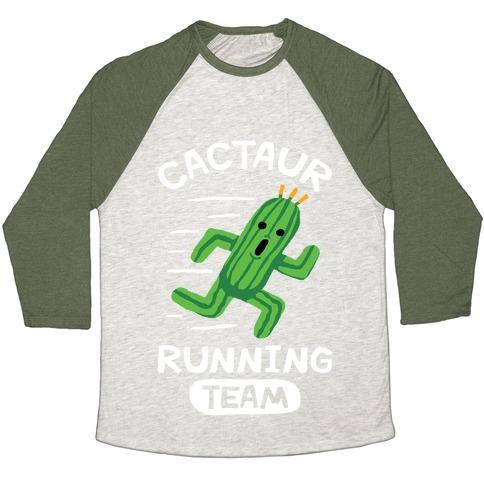 Virgin Teez  Baseball Tee Unisex Tri-Blend Baseball Tee / small / Oatmeal / Moss CACTAUR RUNNING TEAM UNISEX TRI-BLEND BASEBALL TEE