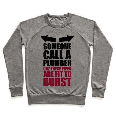 Virgin Teez  Pullover Crewneck Sweatshirt / x-small / Heathered Gray CALL A PLUMBER CREWNECK SWEATSHIRT