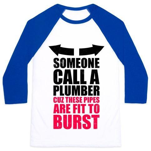 Virgin Teez  Baseball Tee Unisex Classic Baseball Tee / x-small / White/Blue CALL A PLUMBER UNISEX CLASSIC BASEBALL TEE