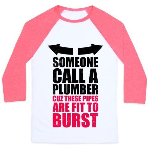 Virgin Teez  Baseball Tee Unisex Classic Baseball Tee / x-small / White/Neon Pink CALL A PLUMBER UNISEX CLASSIC BASEBALL TEE