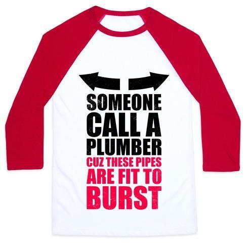 Virgin Teez  Baseball Tee Unisex Classic Baseball Tee / x-small / White/Red CALL A PLUMBER UNISEX CLASSIC BASEBALL TEE
