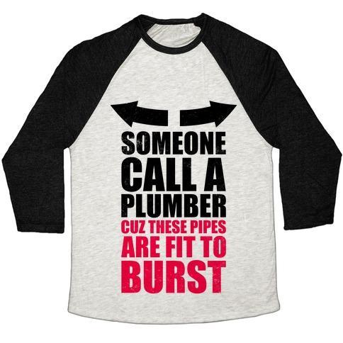 Virgin Teez  Baseball Tee Unisex Tri-Blend Baseball Tee / small / Oatmeal / Black CALL A PLUMBER UNISEX TRI-BLEND BASEBALL TEE