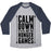 Virgin Teez  Baseball Tee Unisex Tri-Blend Baseball Tee / small / Athletic Gray / Navy CALM DOWN. IT'S P.E. NOT THE HUNGER GAMES UNISEX TRI-BLEND BASEBALL TEE
