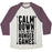 Virgin Teez  Baseball Tee Unisex Tri-Blend Baseball Tee / small / Oatmeal / Maroon CALM DOWN. IT'S P.E. NOT THE HUNGER GAMES UNISEX TRI-BLEND BASEBALL TEE