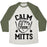 Virgin Teez  Baseball Tee Unisex Tri-Blend Baseball Tee / small / Oatmeal / Moss CALM YOUR MITTS UNISEX TRI-BLEND BASEBALL TEE
