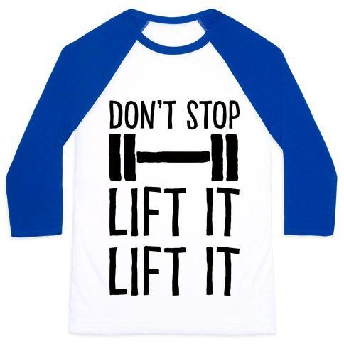 Virgin Teez  Baseball Tee Unisex Classic Baseball Tee / x-small / White/Blue CAN'T STOP LIFT IT LIFT IT UNISEX CLASSIC BASEBALL TEE