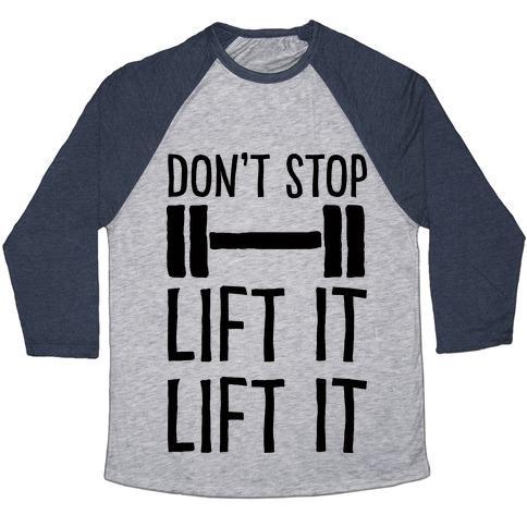 Virgin Teez  Baseball Tee Unisex Tri-Blend Baseball Tee / small / Athletic Gray / Navy CAN'T STOP LIFT IT LIFT IT UNISEX TRI-BLEND BASEBALL TEE