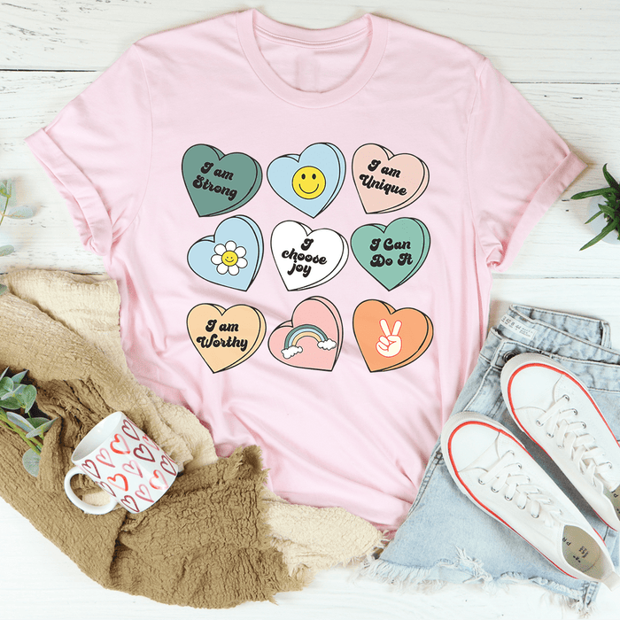 Candy Hearts Positivity Affirmations T-Shirt