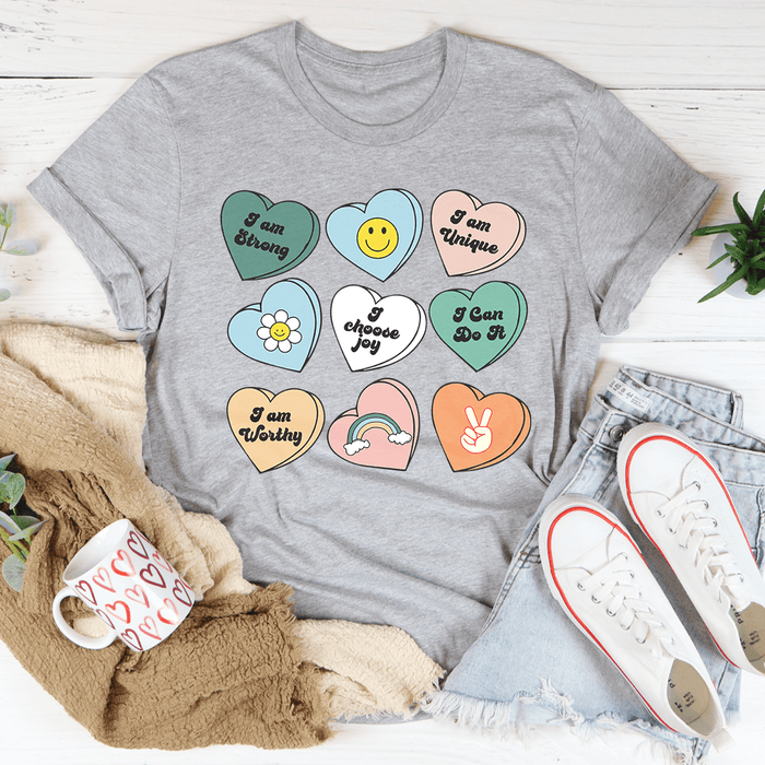 Candy Hearts Positivity Affirmations T-Shirt
