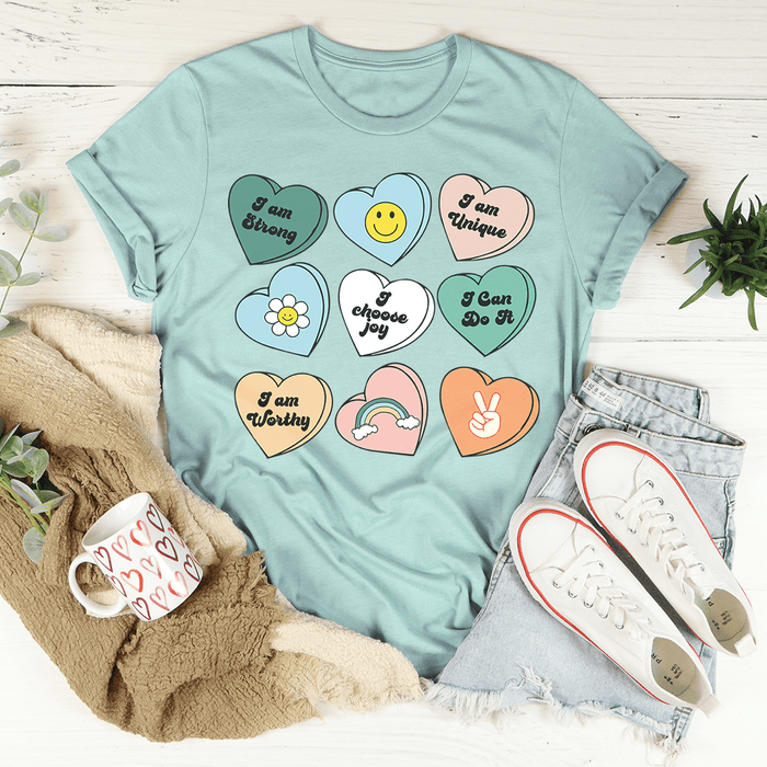 Candy Hearts Positivity Affirmations T-Shirt