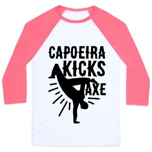 Virgin Teez  Baseball Tee Unisex Classic Baseball Tee / x-small / White/Neon Pink CAPOEIRA KICKS AXE UNISEX CLASSIC BASEBALL TEE