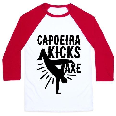 Virgin Teez  Baseball Tee Unisex Classic Baseball Tee / x-small / White/Red CAPOEIRA KICKS AXE UNISEX CLASSIC BASEBALL TEE