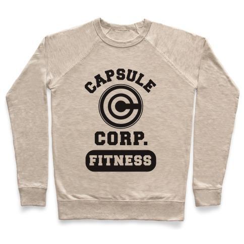 Virgin Teez  Pullover Crewneck Sweatshirt / x-small / Heathered Oatmeal CAPSULE CORP. FITNESS CREWNECK SWEATSHIRT
