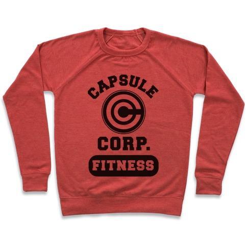 Virgin Teez  Pullover Crewneck Sweatshirt / x-small / Heathered Red CAPSULE CORP. FITNESS CREWNECK SWEATSHIRT