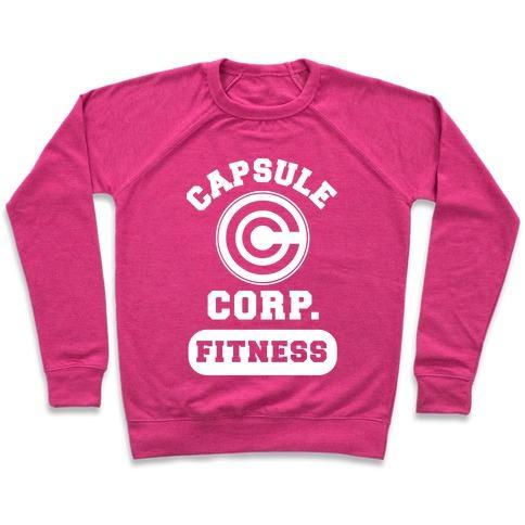Virgin Teez  Pullover Crewneck Sweatshirt / x-small / Deep Pink CAPSULE CORP. FITNESS CREWNECK SWEATSHIRT
