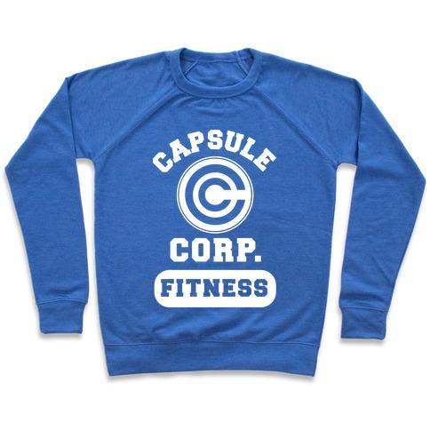 Virgin Teez  Pullover Crewneck Sweatshirt / x-small / Heathered Blue CAPSULE CORP. FITNESS CREWNECK SWEATSHIRT