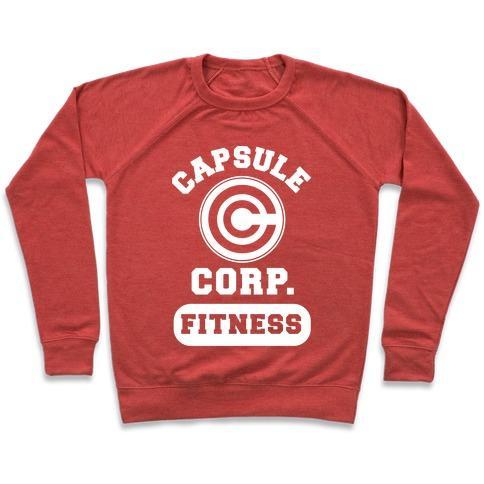 Virgin Teez  Pullover Crewneck Sweatshirt / x-small / Heathered Red CAPSULE CORP. FITNESS CREWNECK SWEATSHIRT
