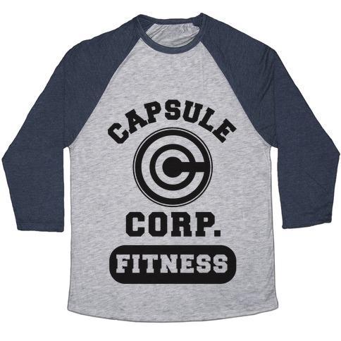 Virgin Teez  Baseball Tee Unisex Tri-Blend Baseball Tee / small / Athletic Gray / Navy CAPSULE CORP. FITNESS UNISEX TRI-BLEND BASEBALL TEE