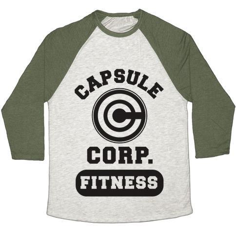 Virgin Teez  Baseball Tee Unisex Tri-Blend Baseball Tee / small / Oatmeal / Moss CAPSULE CORP. FITNESS UNISEX TRI-BLEND BASEBALL TEE