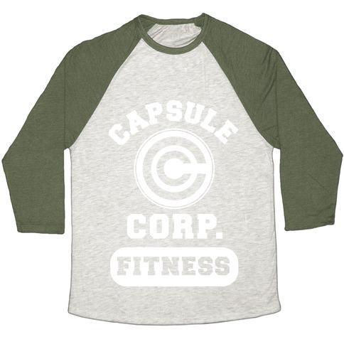 Virgin Teez  Baseball Tee Unisex Tri-Blend Baseball Tee / small / Oatmeal / Moss CAPSULE CORP. FITNESS UNISEX TRI-BLEND BASEBALL TEE