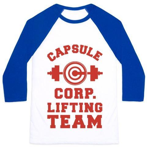 Virgin Teez  Baseball Tee Unisex Classic Baseball Tee / x-small / White/Blue CAPSULE CORP. LIFTING TEAM UNISEX CLASSIC BASEBALL TEE